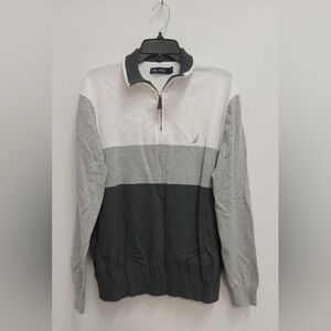 Nautica Men's Zip-Up Sweater in Gray and White